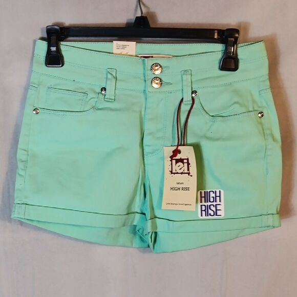 Lei Women's High Rise Mint Denim Shorts - Picture 1 of 6